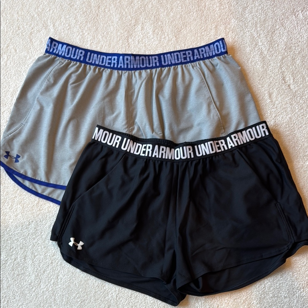 Under Armour Black and Gray Athletic Shorts Lightweight Performance